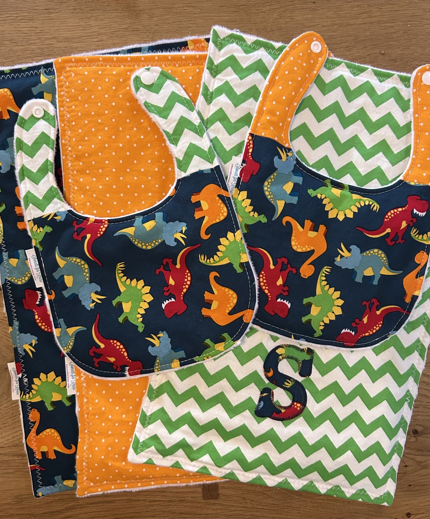 Dinosaur Burp Cloths and Bibs Set