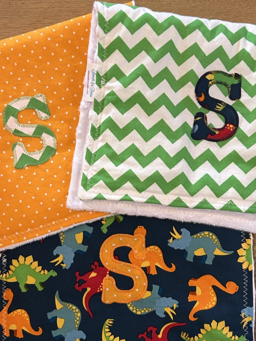 Dinosaur Burp Cloths and Bibs Set