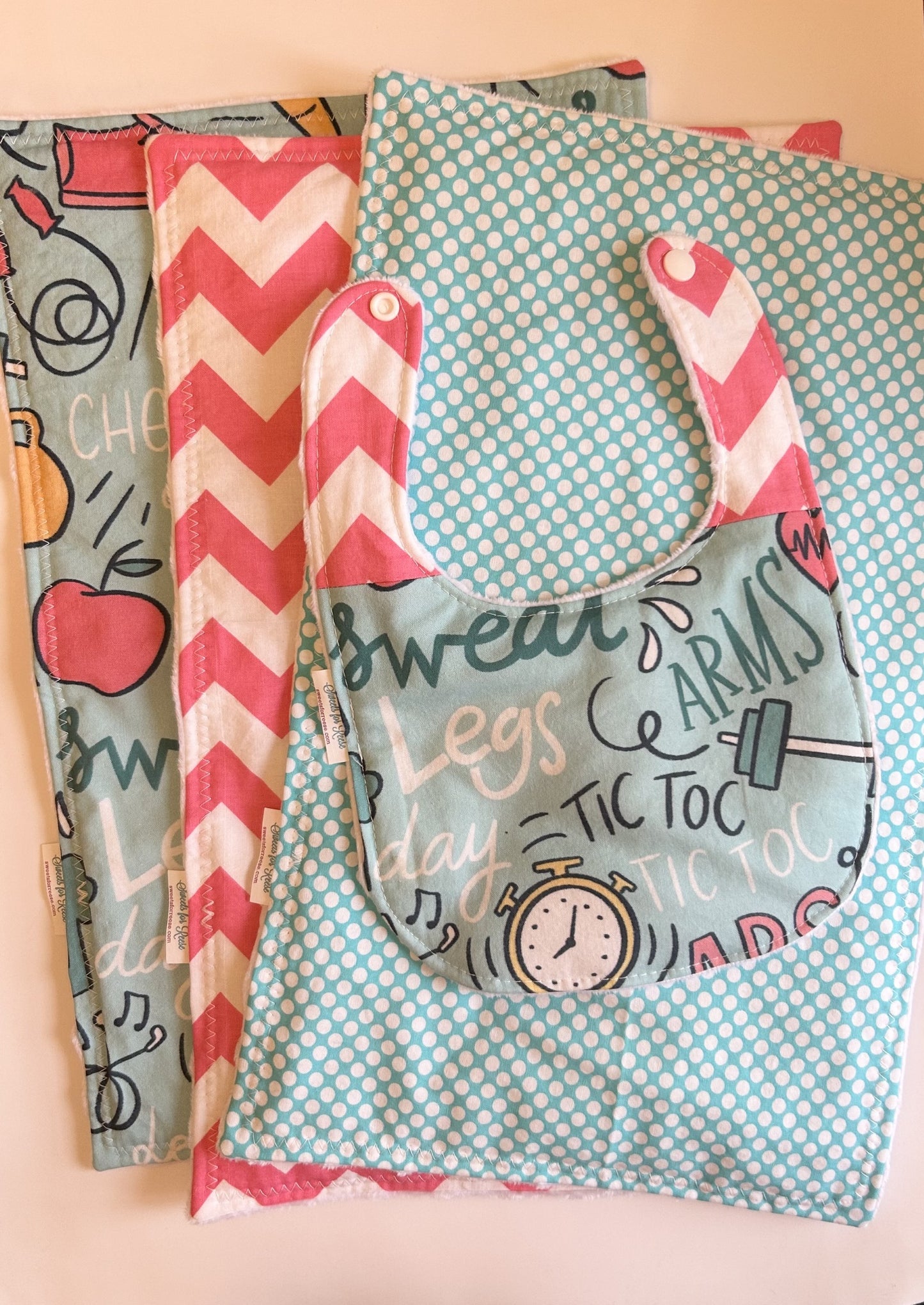 Fitness Burp Cloths & Bib Set