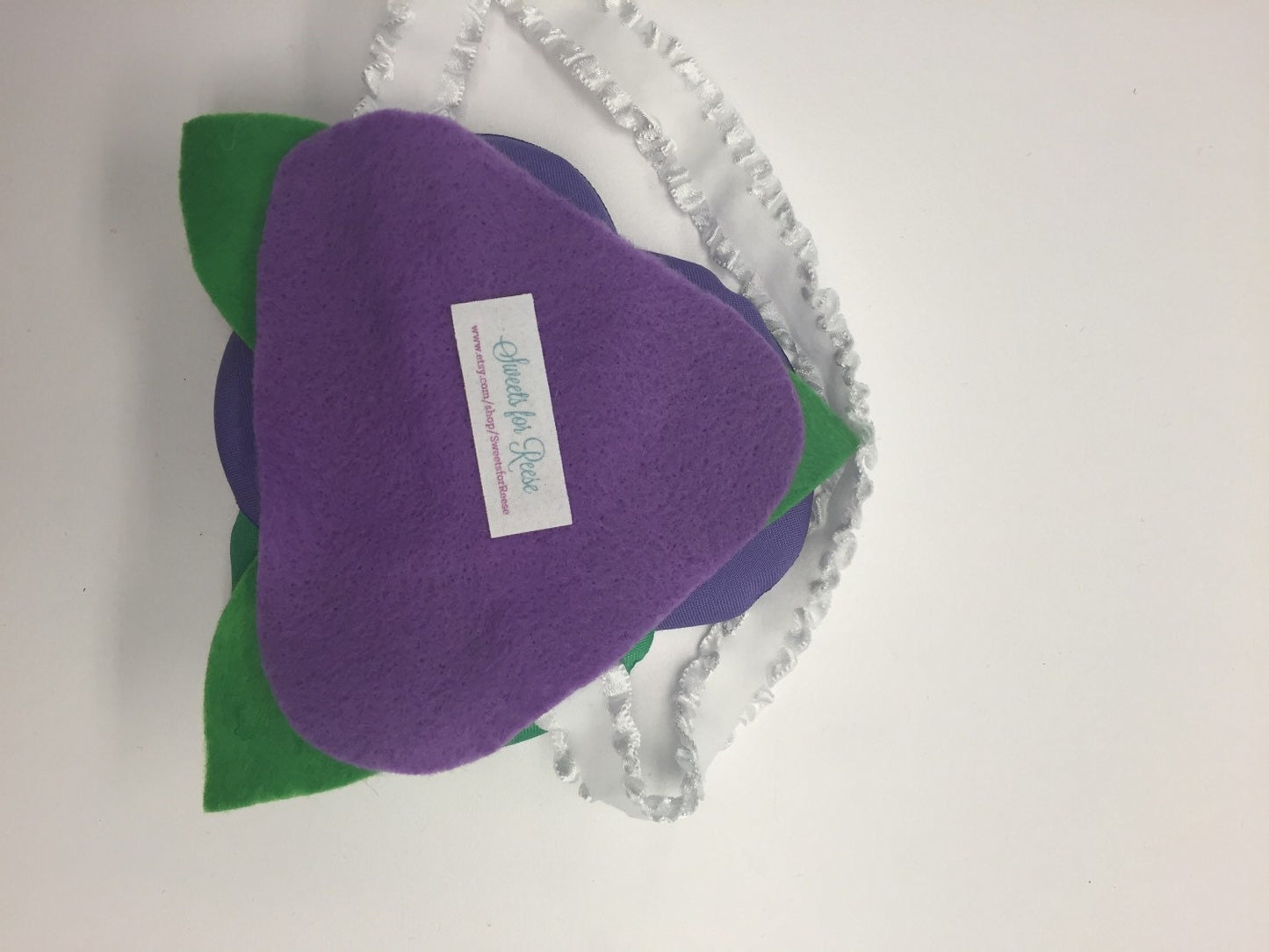 Green and Grape Silk Burned Edges Flower Headband