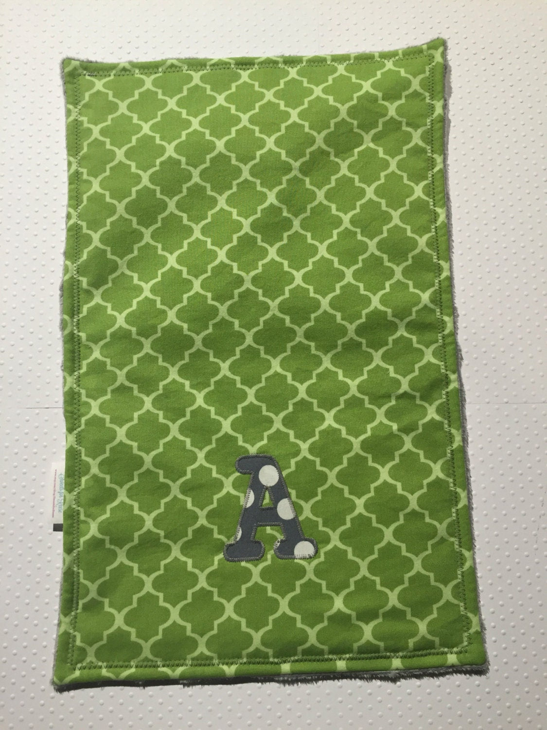 Green Quatrefoil Monogrammed Burp Cloth