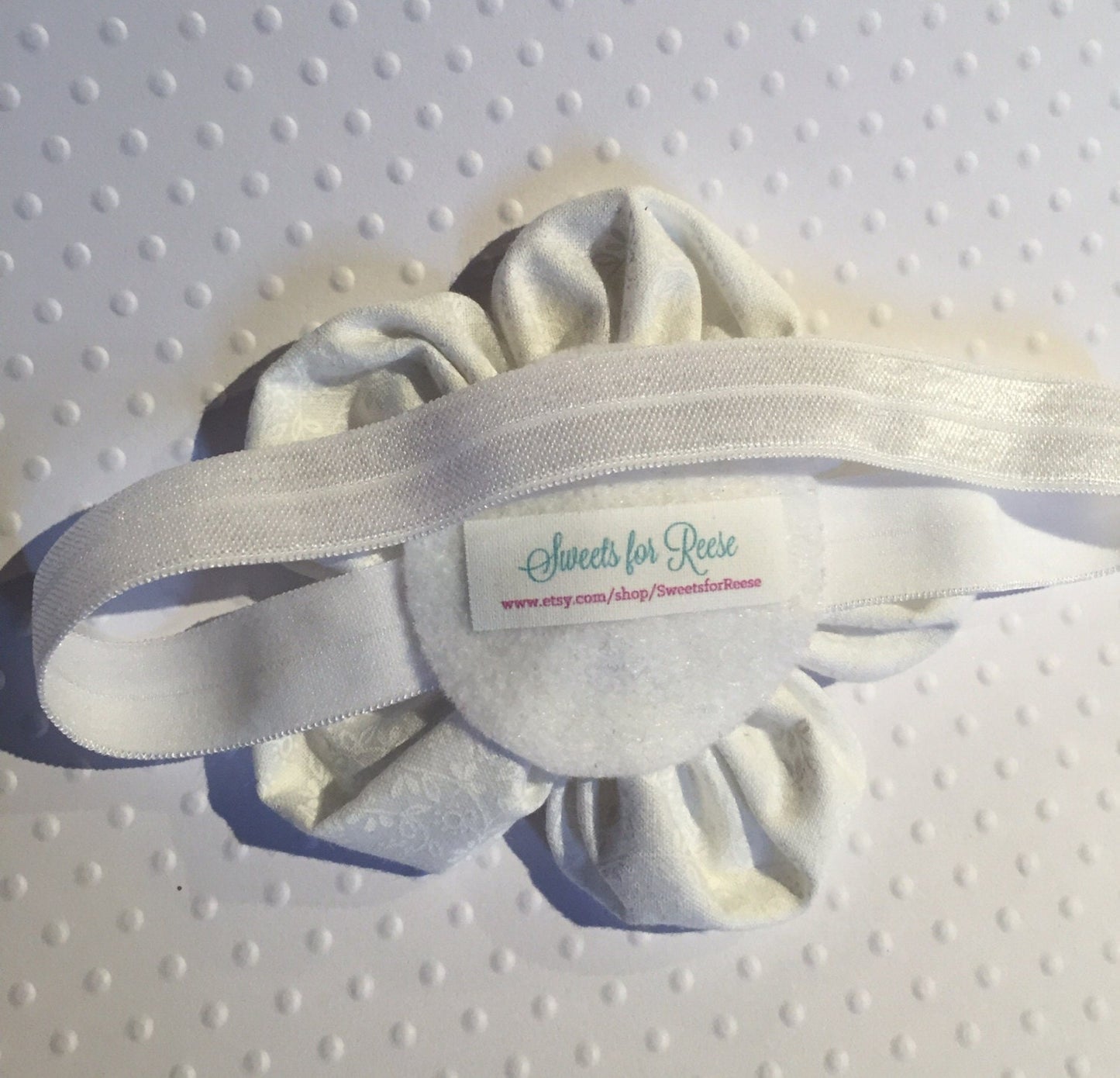 White Fabric Flower Headband