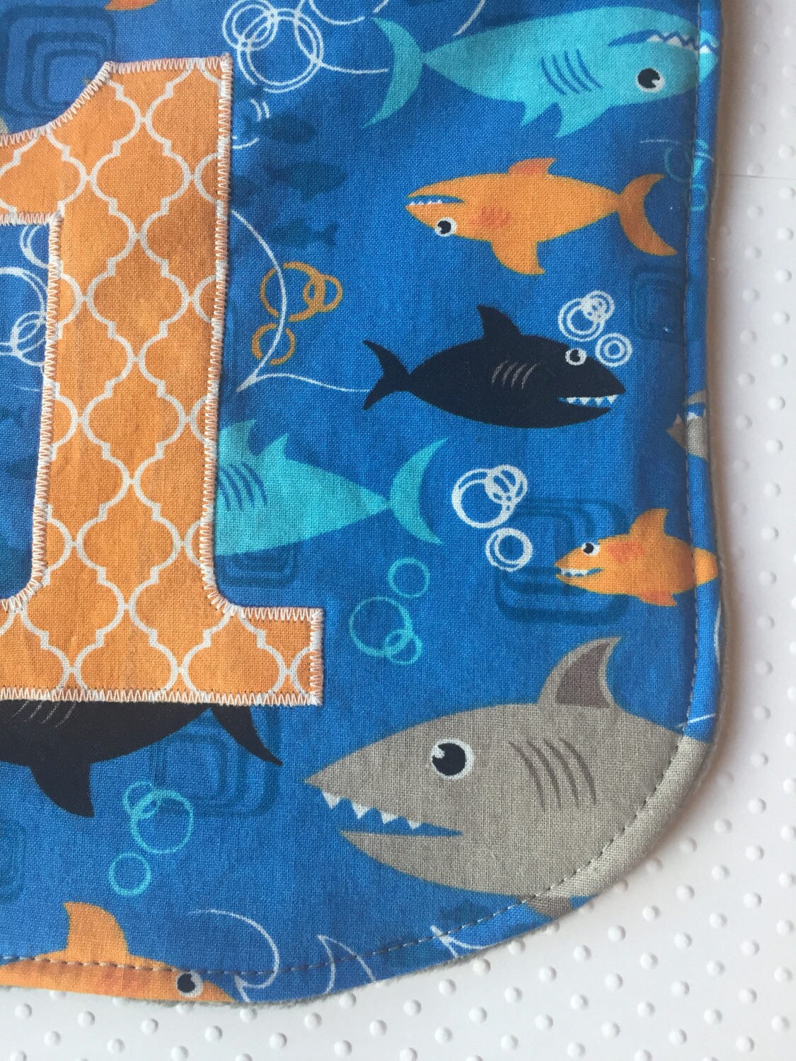 Shark First Birthday Bib