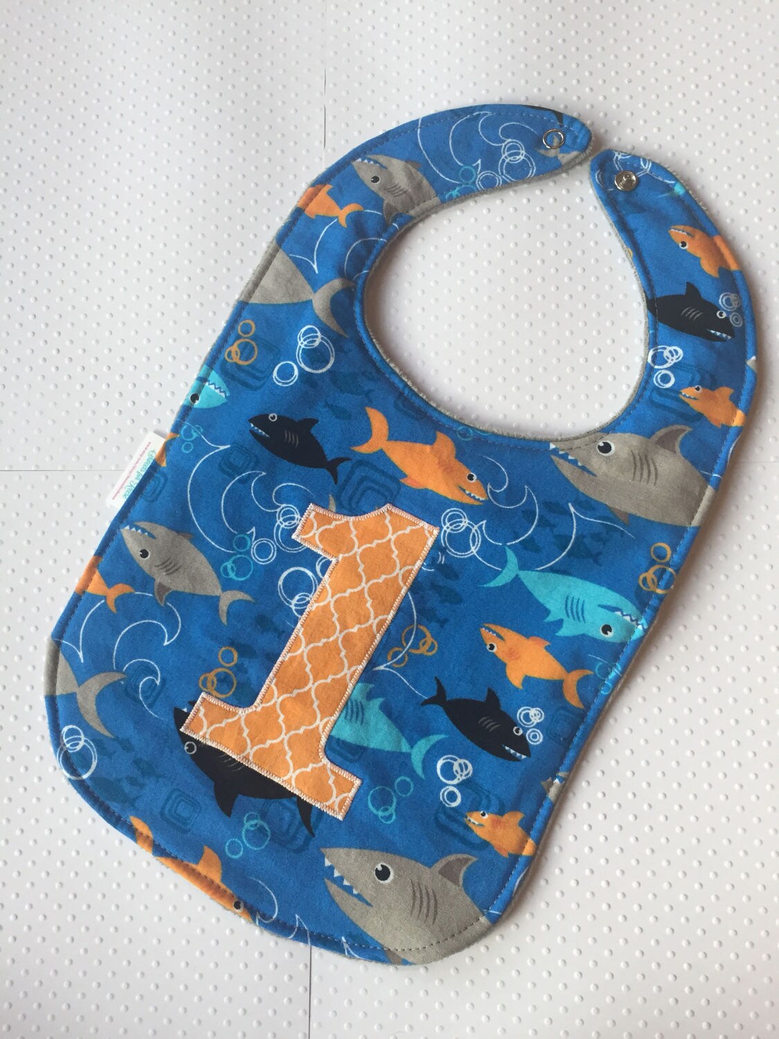 Shark First Birthday Bib