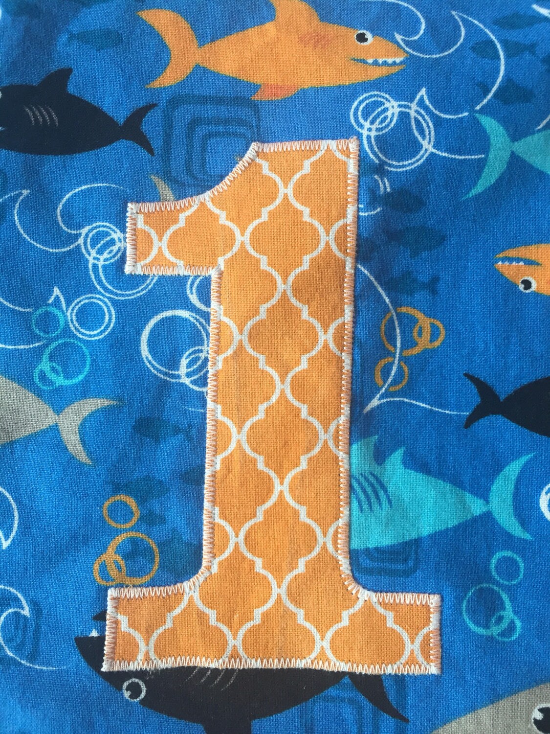 Shark First Birthday Bib