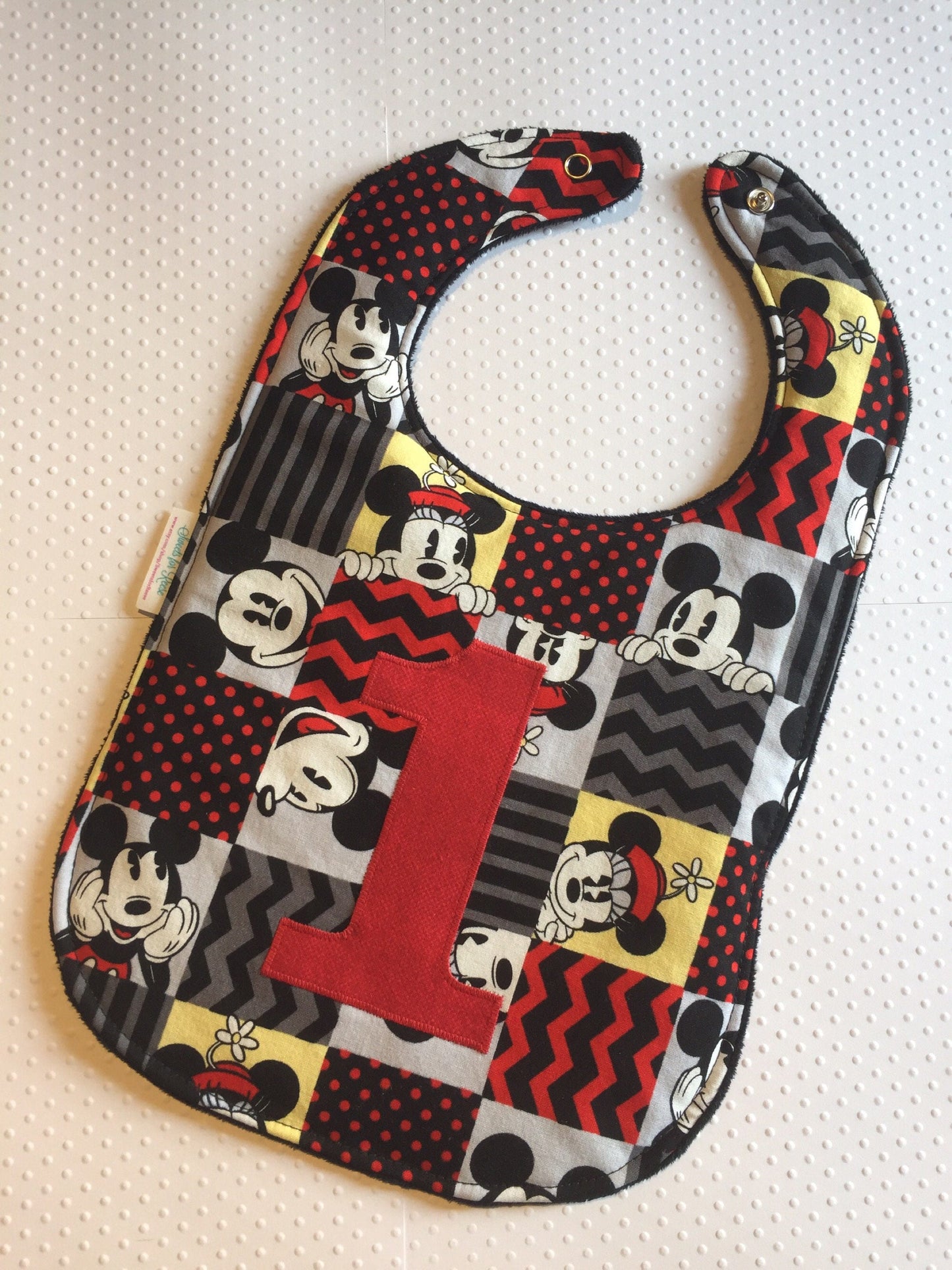 Mickey and Minnie First Birthday Bib