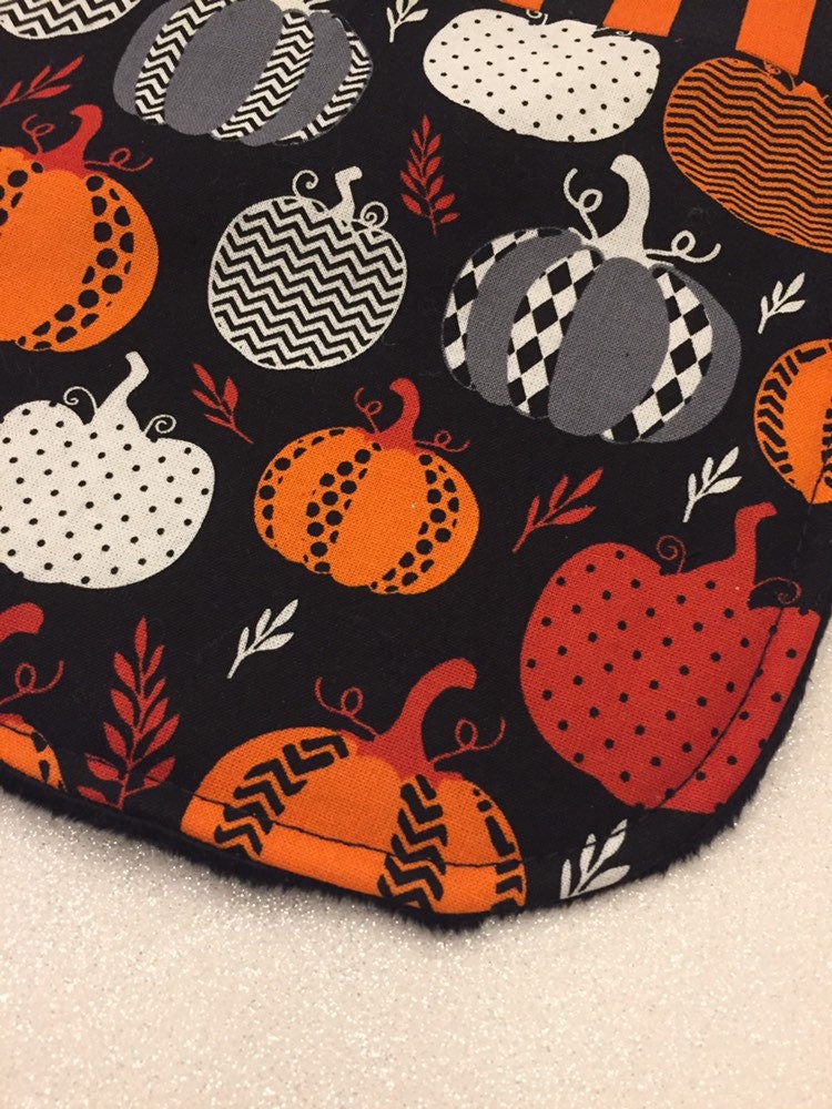 Halloween Patchwork Pumpkin Toddler Bib (fits up to 24 months)