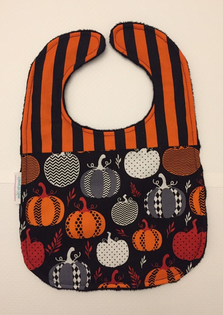 Halloween Patchwork Pumpkin Toddler Bib (fits up to 24 months)