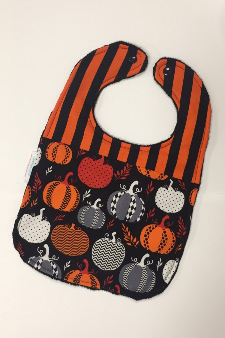 Halloween Patchwork Pumpkin Toddler Bib (fits up to 24 months)