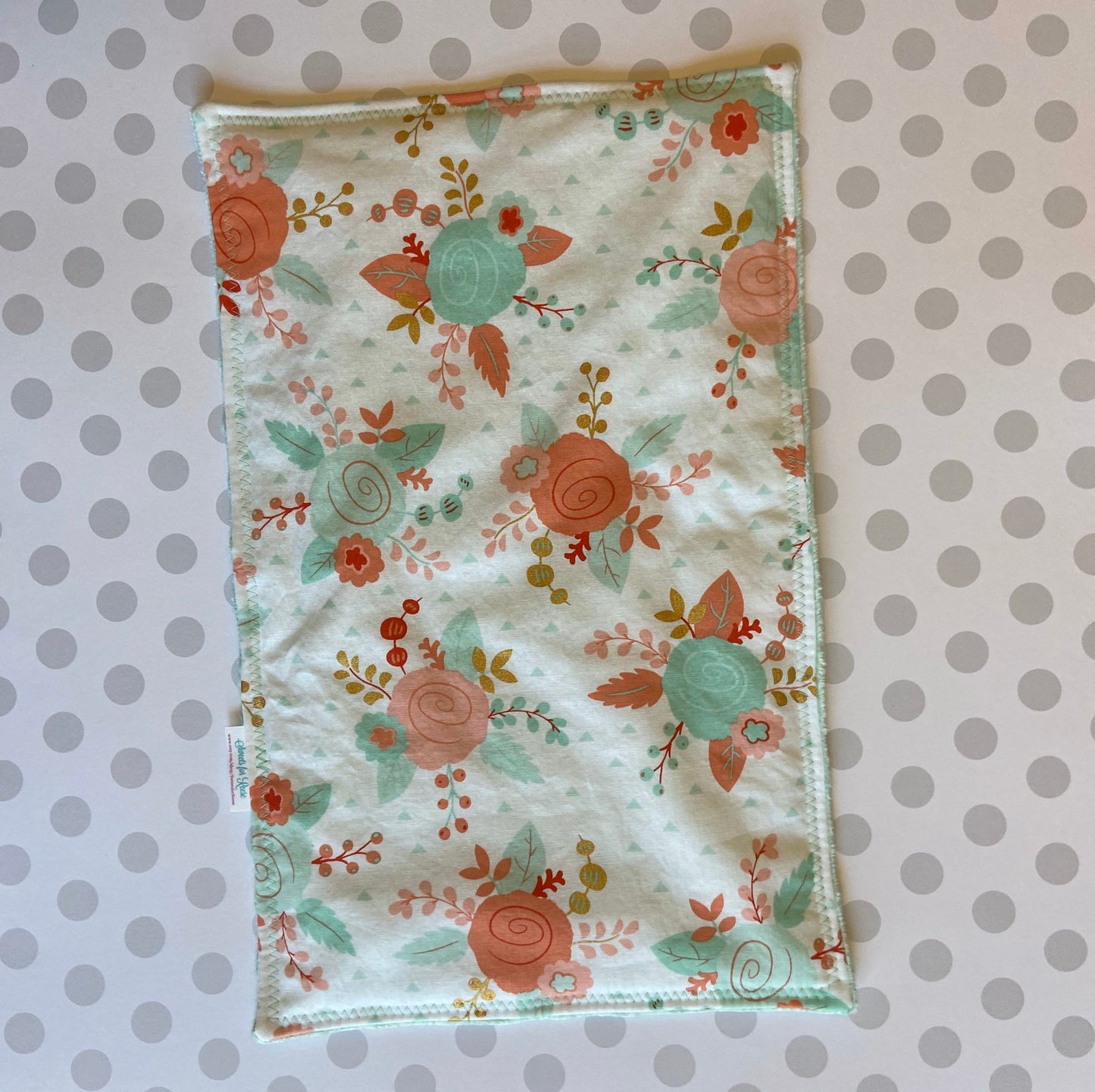 Mint and coral flowers and Flamingos Burp Cloth Set- Set of 2