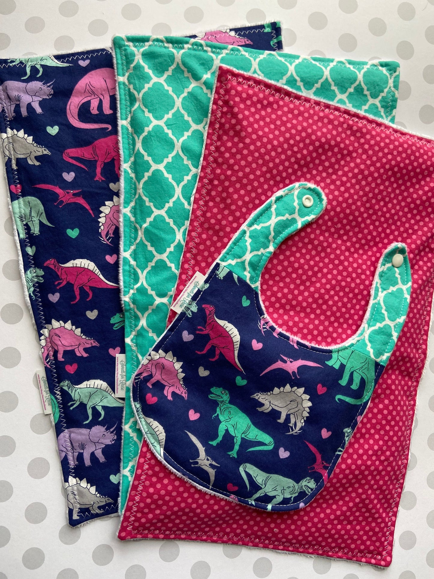 Dinosaur Bib and Burp Cloth Set