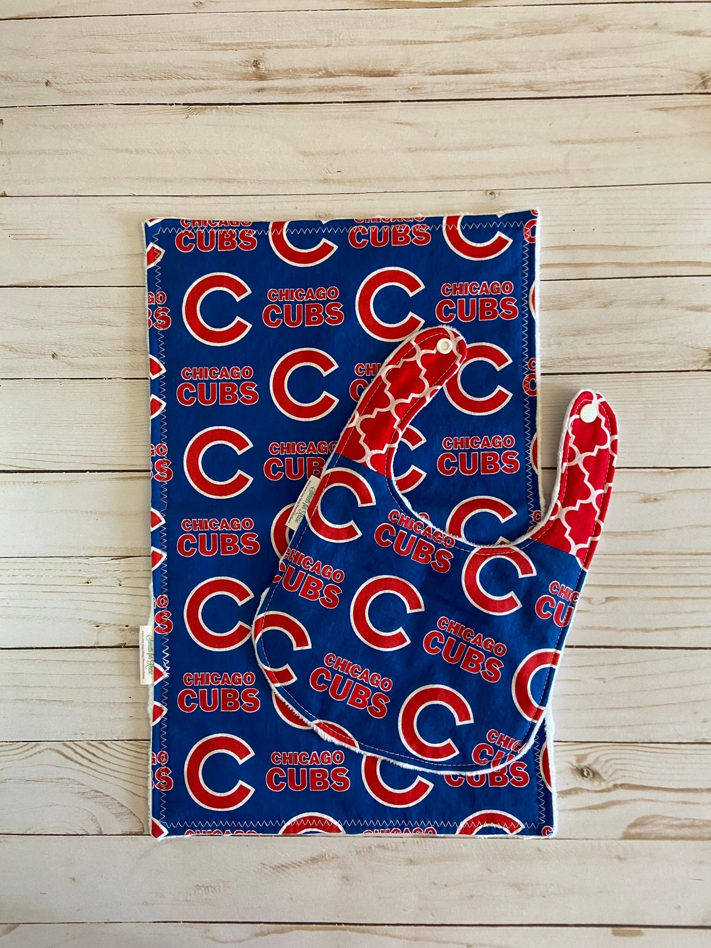 Chicago Cubs Baseball Burp Cloth and Bib