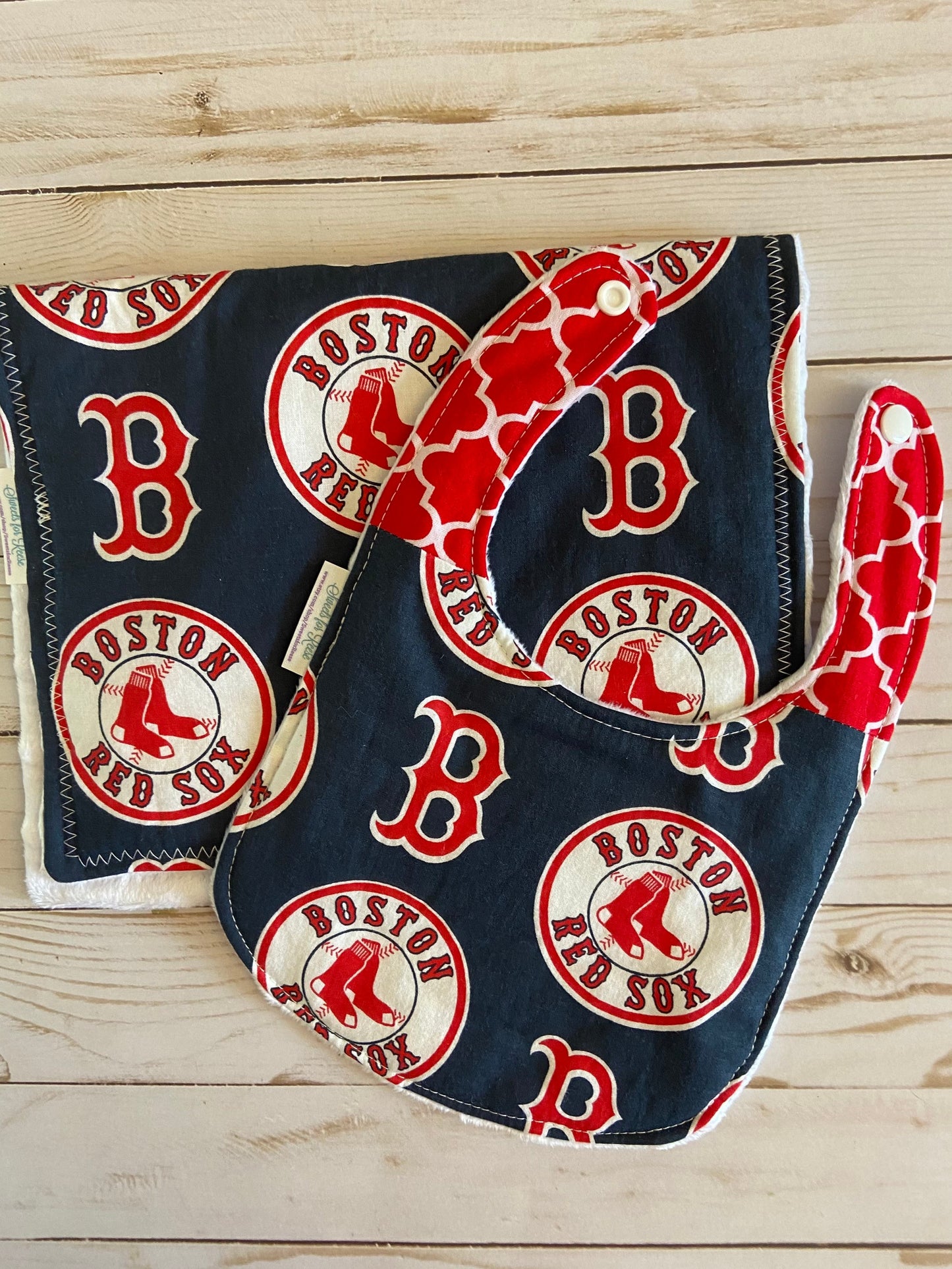 Boston Red Sox Baseball Burp Cloth and Bib
