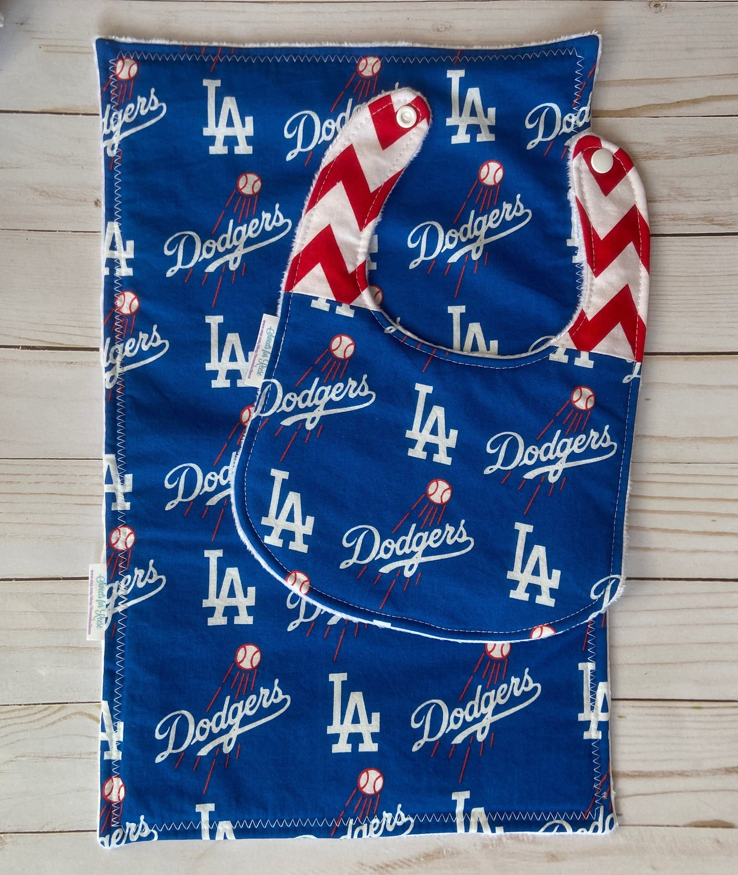 Los Angeles Dodgers Baseball Burp Cloth and Bib
