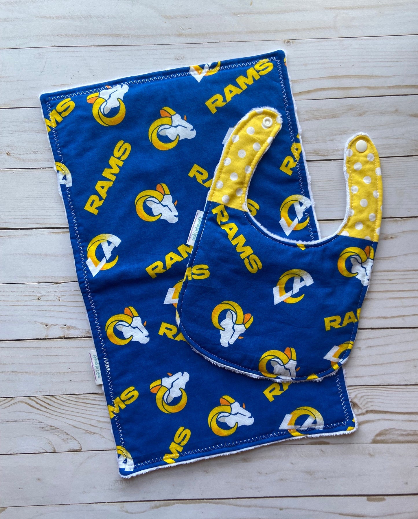 Los Angeles Rams Football 2 Burp Cloths and 1 Bib
