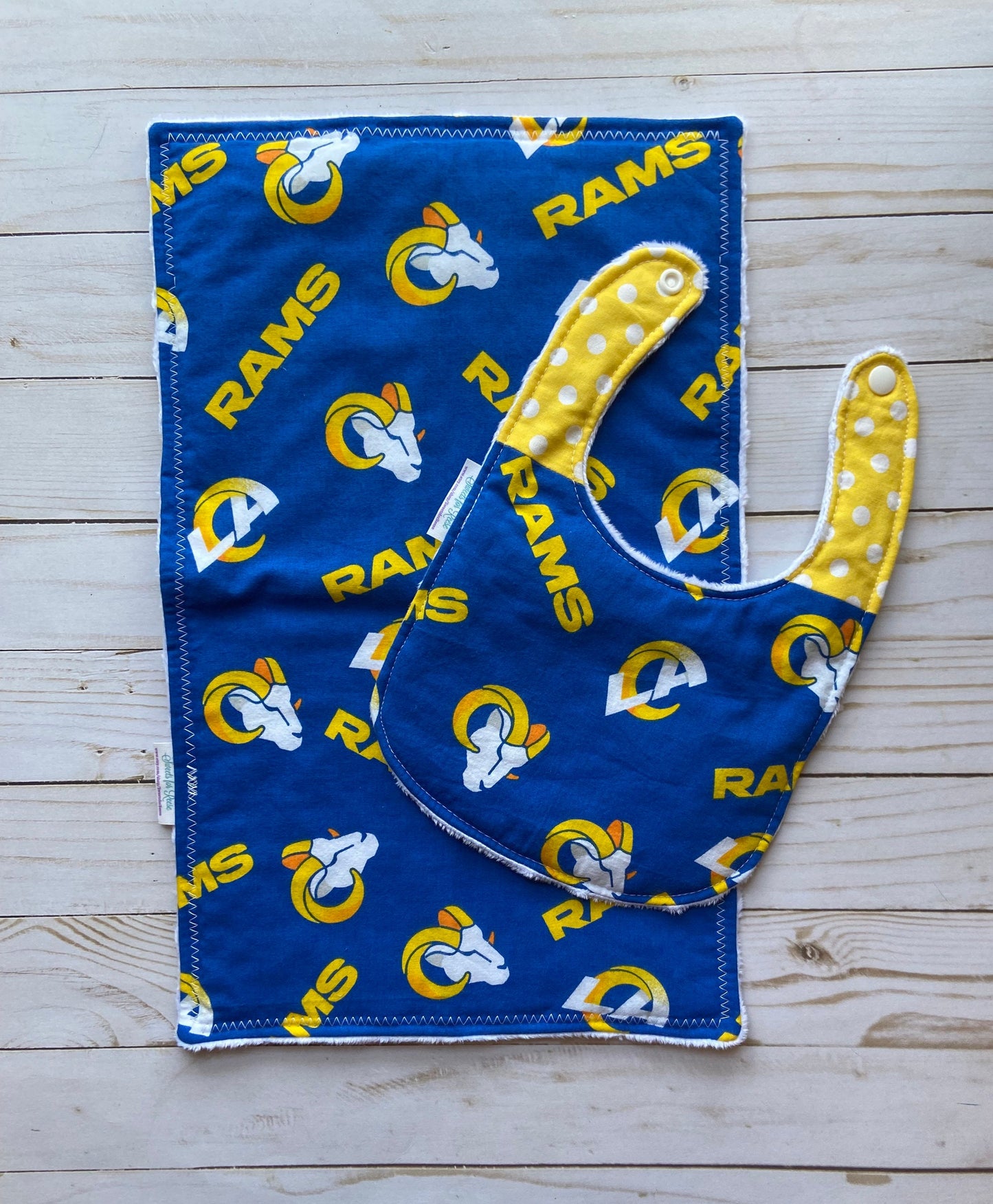 Los Angeles Rams Football 2 Burp Cloths and 1 Bib