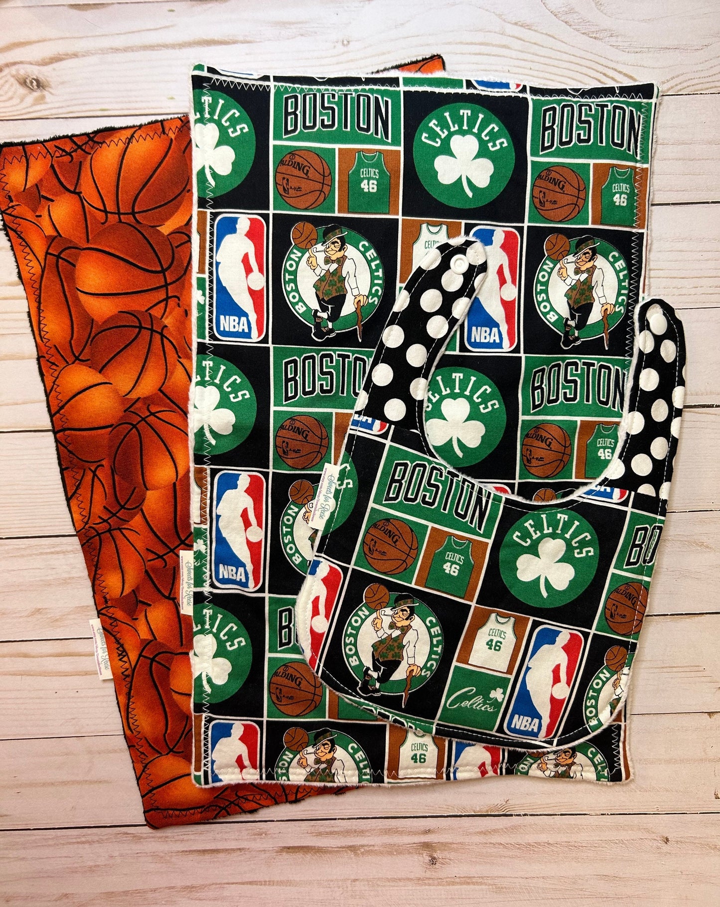 Boston Celtic Burp Cloth and bib Set- Set of 3