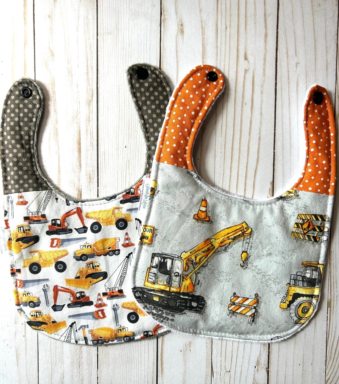 Construction Theme Burp Cloths and Bibs Set - Set of 5