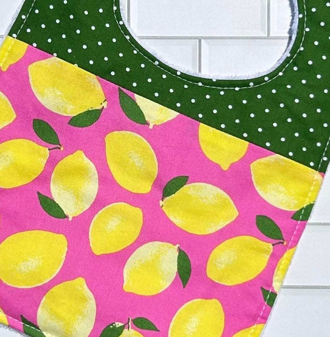 Pink Lemonade Lemons Bib (fits up to 24 months)