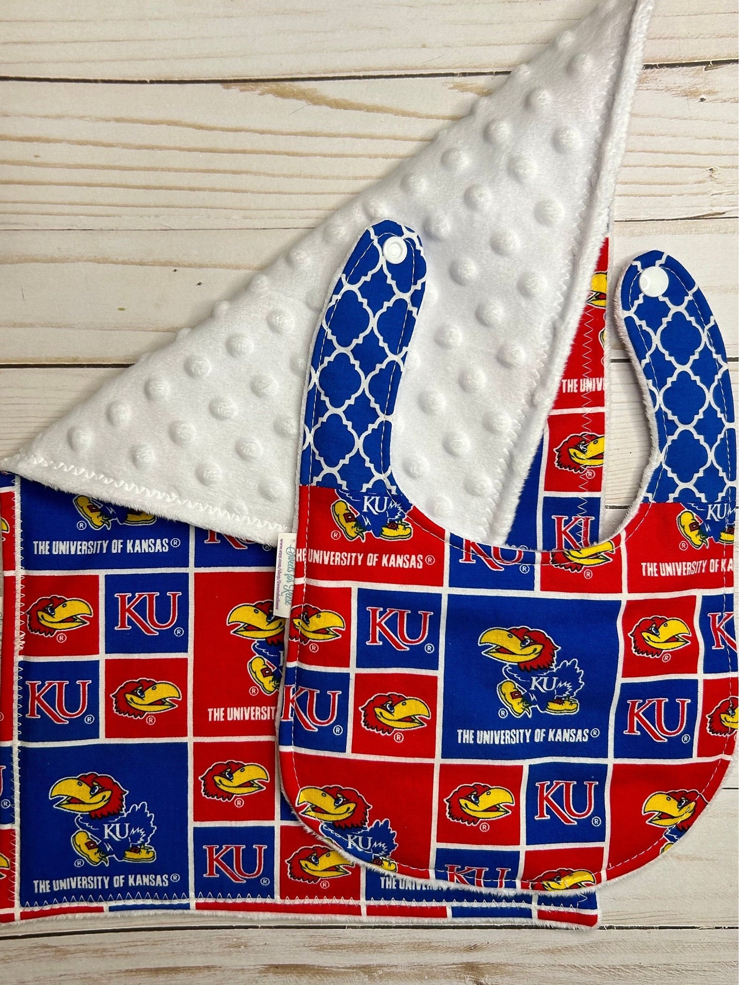 University of Kansas Burp Cloth and Bib Set