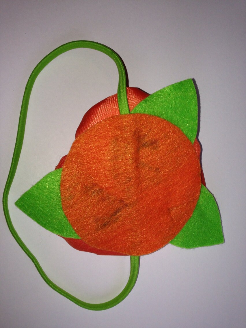 Orange Satin Burned Edges Flower Headband