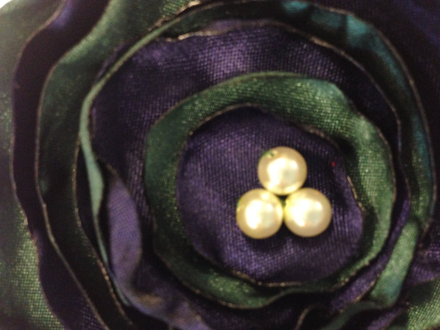 Navy and Hunter Green Satin Flower Headband - Back to School