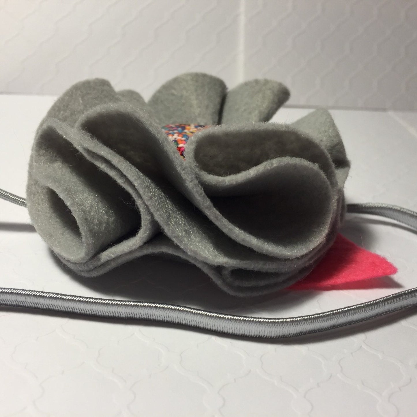 Grey Felt Flower Headband with Sprinkle Embellishment