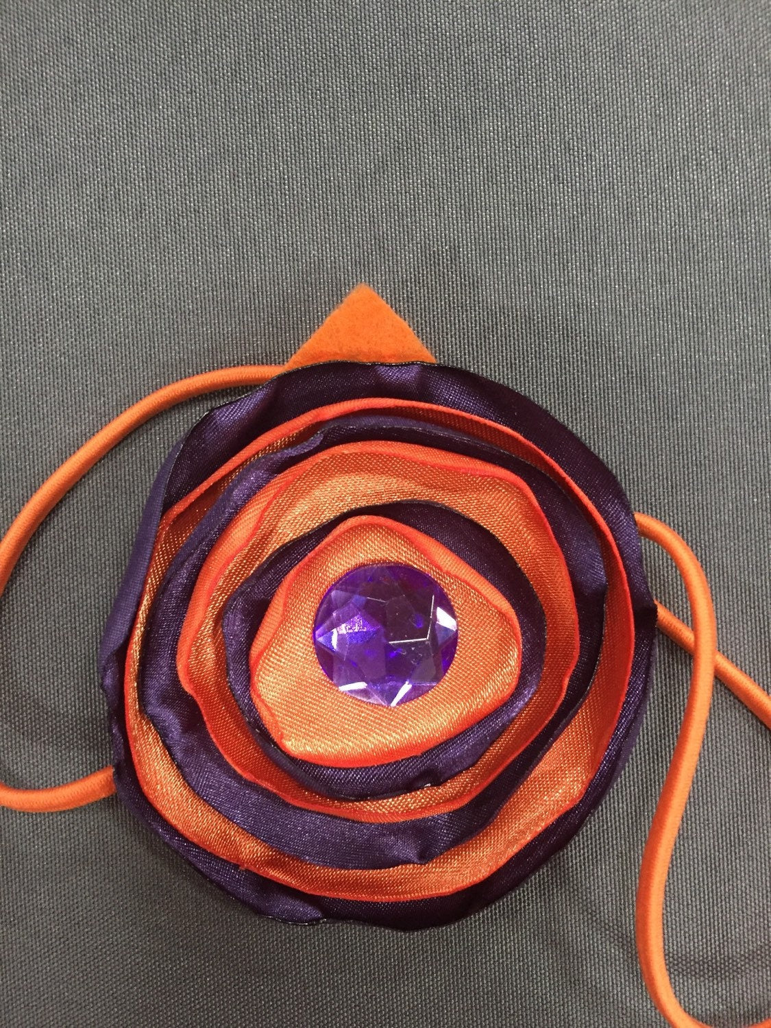 Orange and Grape Silk Burned Edges Flower Headband