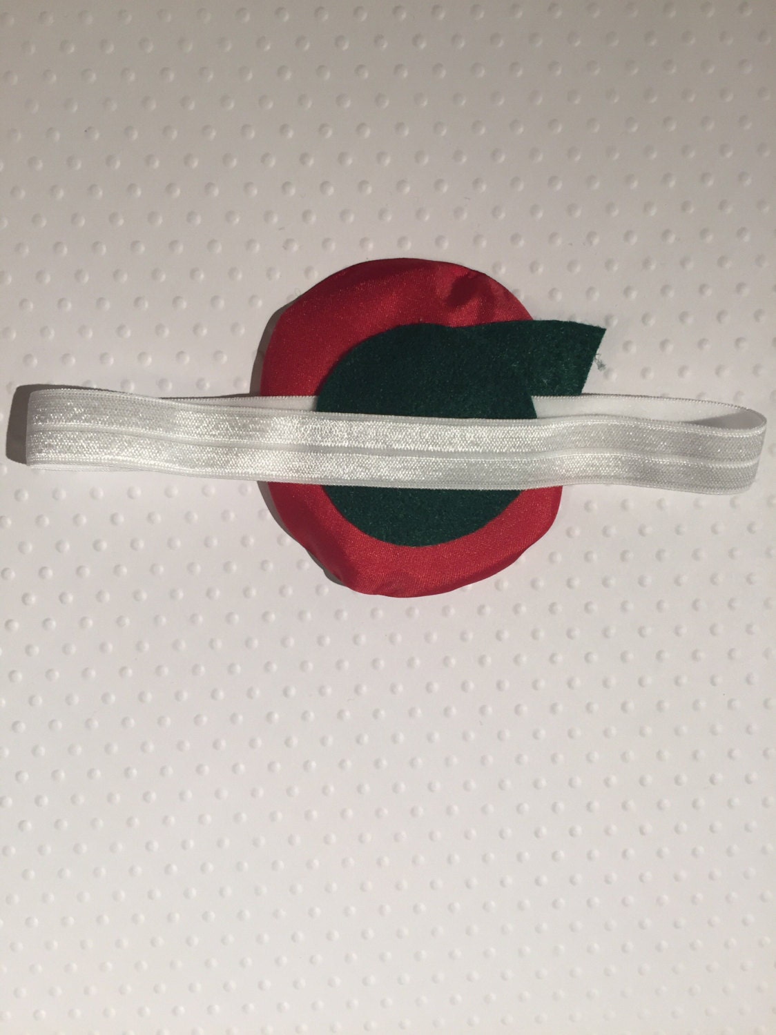 Red Green and Silver Burned Satin Flower Headband