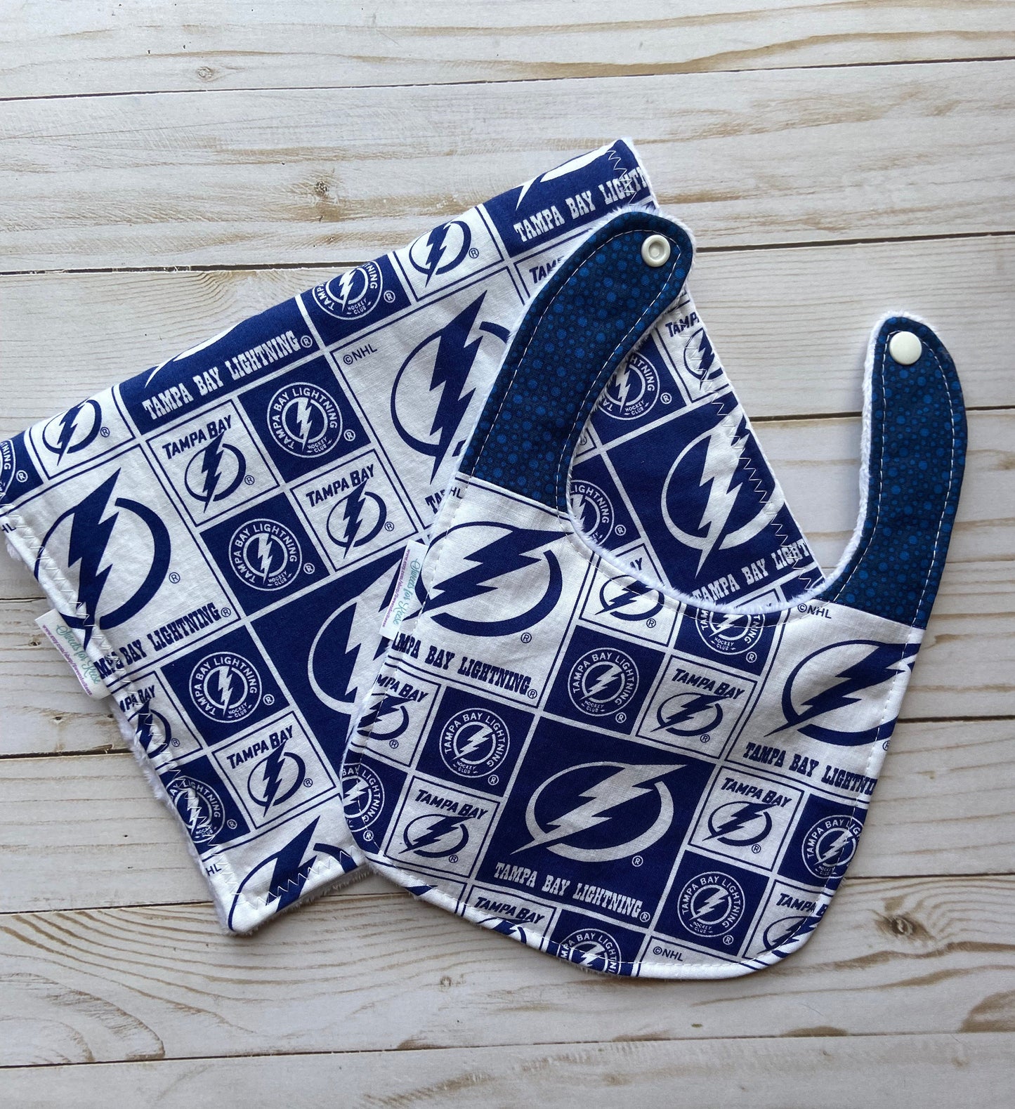 Tampa Bay Lightning Hockey Burp Cloth and Bib