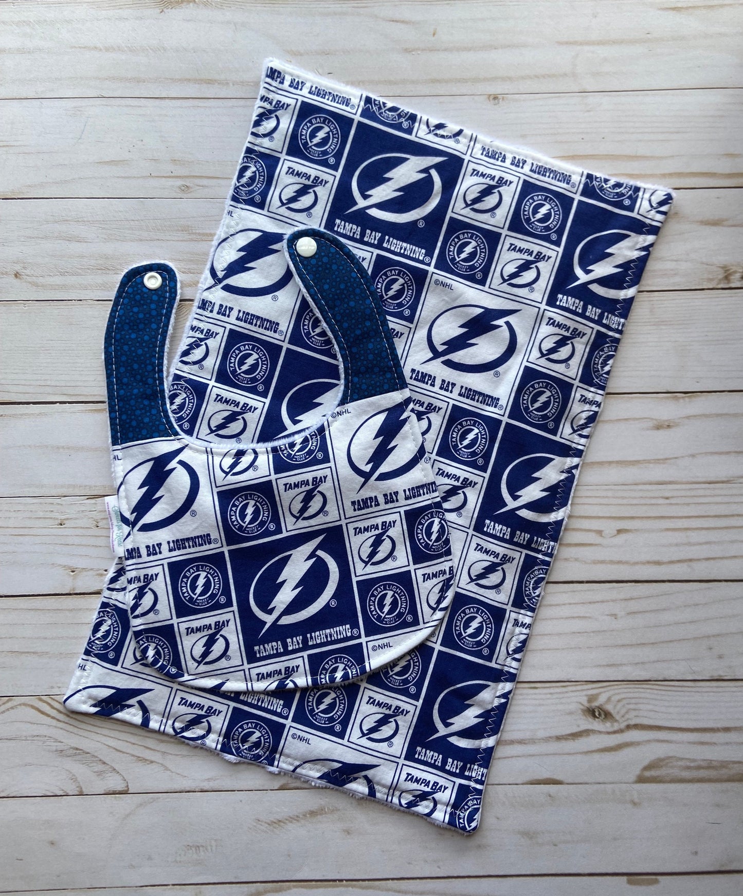 Tampa Bay Lightning Hockey Burp Cloth and Bib